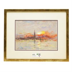 Charles Pelletier (British 1922-2005): Venice Grand Canal at Sunset, pastel signed 21cm x 30cm