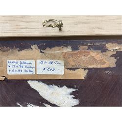 Johannes Weiland (Dutch 1856-1909): Girl Tending a Fire, oil on panel signed 14.5cm x 25cm 