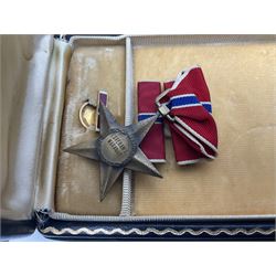 American Purple Heart Medal awarded to 32634848 Charles H. Poppo; cased with identity tags and paperwork; and Bronze Star Medal awarded to U.S. Marine Esteban T. Maranao; cased; American WWII Victory Medal and Asiatic Pacific Campaign Medal