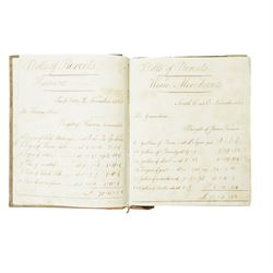 John Robinson - Early 19th century handwritten accounts book , with South Cave connection listing accounts from Mercers, Grocers, Butchers etc followed by various mathematical calculations