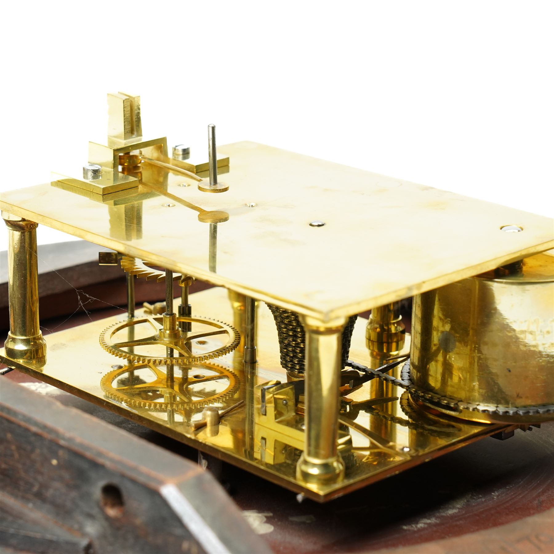 Mid 19th century dial clock  the white dial inscribed 'Bethel Jacobs, 7 Whitefriargate, Hull' with eight day fusee movement in mahogany case, diameter of dial 30cm