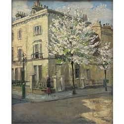 C Hall (20th century): 'Cherry Walk', oil on canvas, signed titled and dated '50 on stretcher 52cm x 42cm
