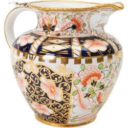 Royal Crown Derby Witches pattern jug, circa 1920s, with mask lip and gold rim, H15cm
