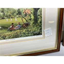 After Terry Harrison (20th century): Landscapes and Cricket, three colour prints signed in pencil together with four prints of flowers and one other max 45cm x 34cm (8)