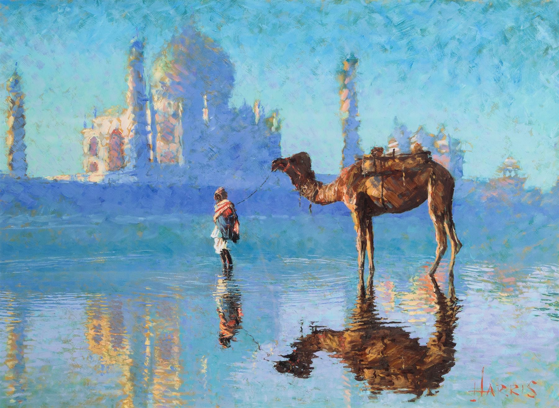 Rolf Harris (Australian 1930-): 'Sunrise - Taj Mahal' 'Rolf on Art - Monet' and 'Rolf on Art - Van Gogh', set of three limited edition giclee prints signed and numbered respectively, largest Sunflowers 66cm x 49cm (3)