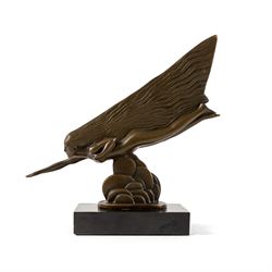 After Riviere - The Comet, upon a square marble base, H17cm