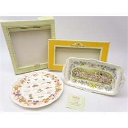  Royal Doulton Brambly Hedge 2004 Calendar plate and The Picnic sandwich tray, boxed  
