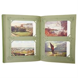 Edwardian postcard album and contents of approximately 195 Raphael Tuck cards.
The album originally belonged to a person who worked for Tucks and collected the cards when published.  The album and cards are in near mint condition