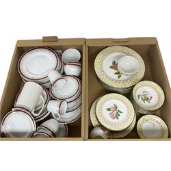 Johnson Bros part dinner service decorated with fruit, together with an Alfred Meakin part tea and dinner service, in two boxes 