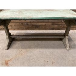 Early 20th century painted wood and enamel Military folding campaign table