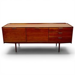 BCM (Bath Cabinet Makers) - mid-20th century teak sideboard, rectangular top with back gal...
