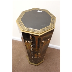  Chinese octagonal pedestal chest, eight graduating drawers, W38cm, H102cm  