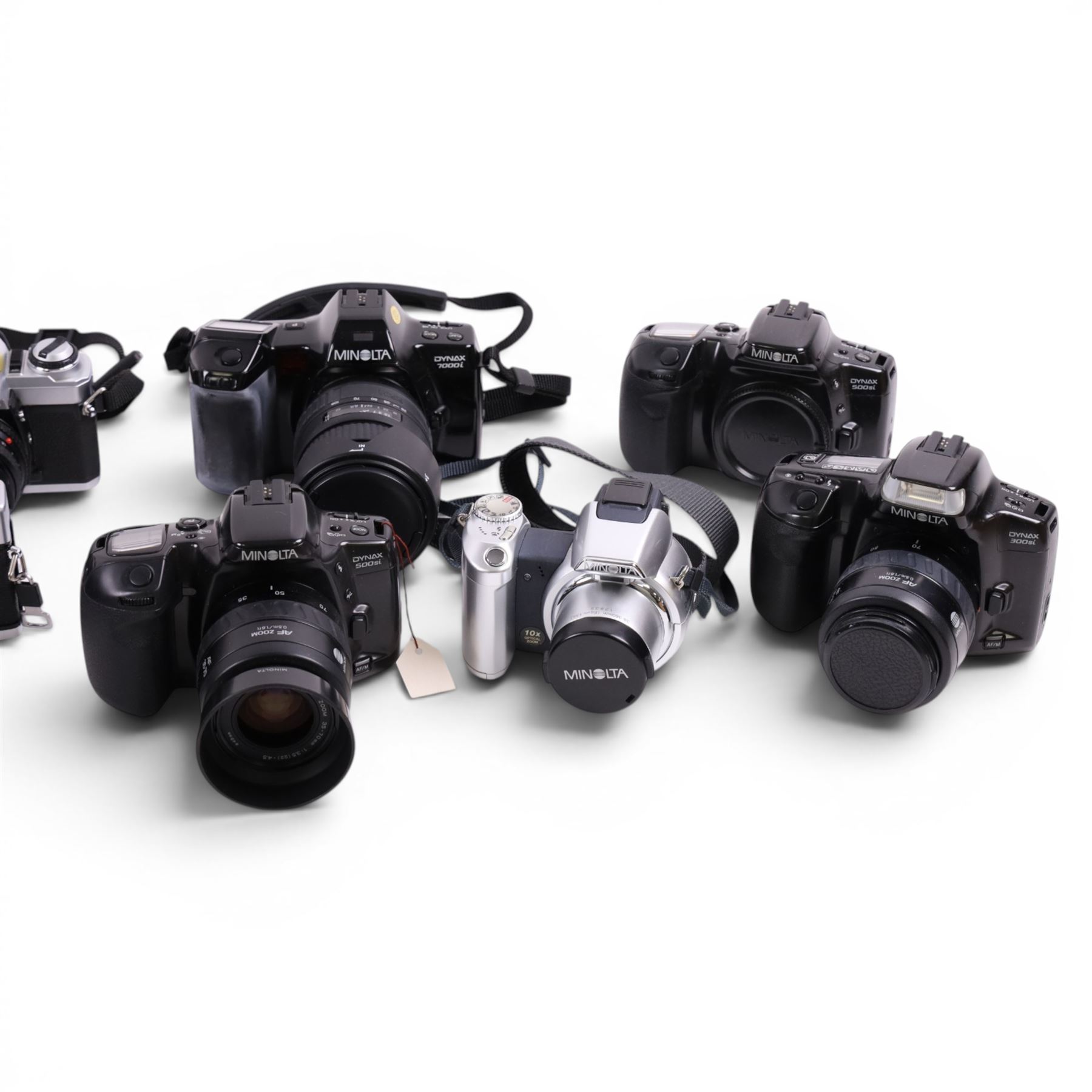 Twelve Minolta cameras and a Panasonic Lumix DMC-FZ8