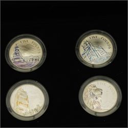 The Royal Mint United Kingdom 2014 silver proof 'A portrait of Britain' five pounds four coin set, cased with certificate
