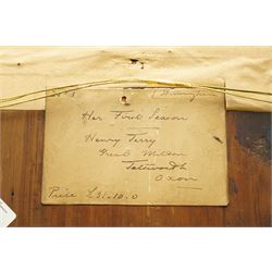 Henry M Terry (British fl.1879-1920): 'Her First Season' Portrait of a Seated Victorian Lady Holding a Fan, watercolour signed and dated 1884, titled and inscribed on artist's address label verso 67cm x 50cm
Provenance: exh. Christopher Wood Gallery; purchased Phillips 1996 for £3700