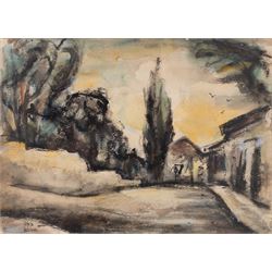 Yehuda Bacon (Israeli 1929-): Grey Landscape, watercolour signed 24cm x 34cm 
Notes: Baco...