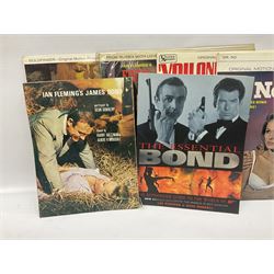 Sixteen James Bond books, including Live and Let Die, The Spy who Loved Me, Four Your Eyes Only, Moonraker etc, together with various 007 ephemera, soundtrack vinyls etc 