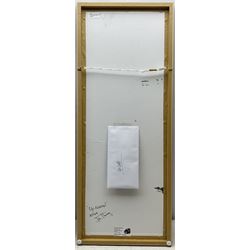 John Hanley (Northern British 1947-): 'Up North', mixed media on canvas board, signed and titled verso 80cm x 29cm