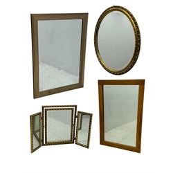 Four decorative mirrors, including gold-