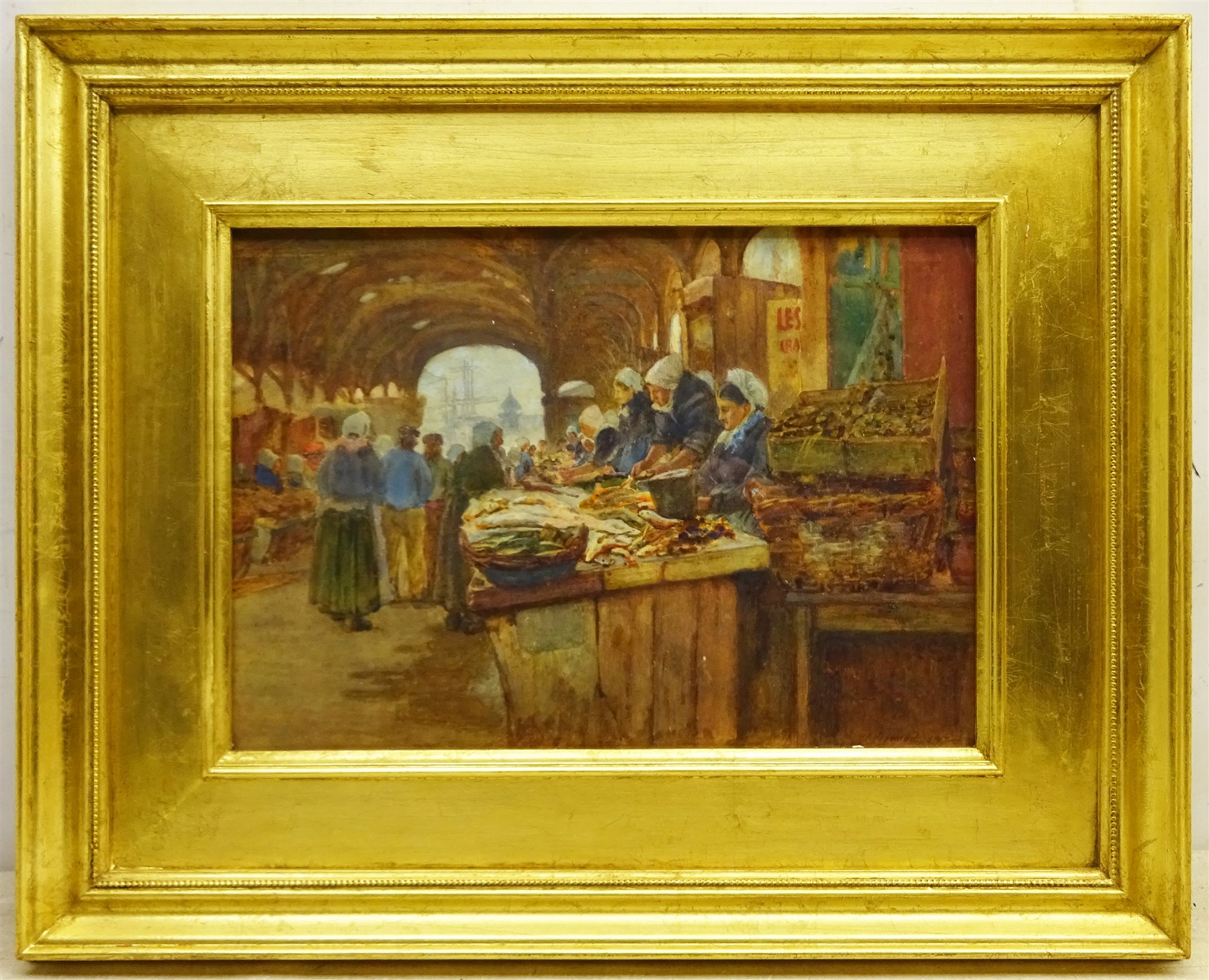 Henry Silkstone Hopwood (Staithes Group 1860-1914): 'Old Market Dieppe', watercolour signed and dated 1897, titled verso 24cm x 35cm