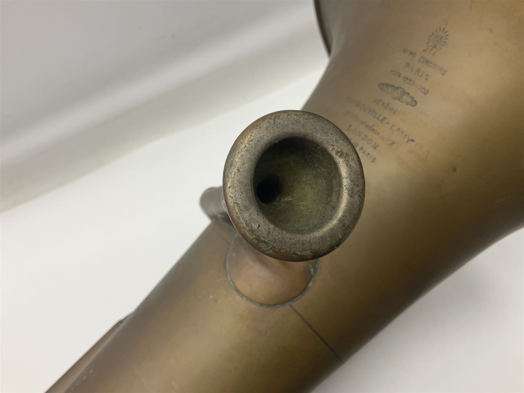 Early 20th century French Jerome Thibouville-Lamy Class B brass 4-valve euphonium for restoration or display L59cm