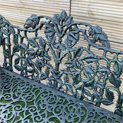 Victorian design heavy cast iron garden bench, ornate shaped back with rope twist and ramshead arms H88cm, W100cm - THIS LOT IS TO BE COLLECTED BY APPOINTMENT FROM DUGGLEBY STORAGE, GREAT HILL, EASTFIELD, SCARBOROUGH, YO11 3TX