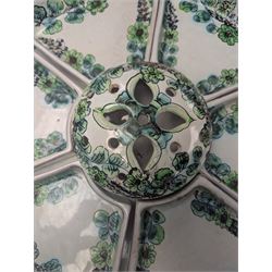Continental ceramic hors d'oeuvre dish with green floral decoration