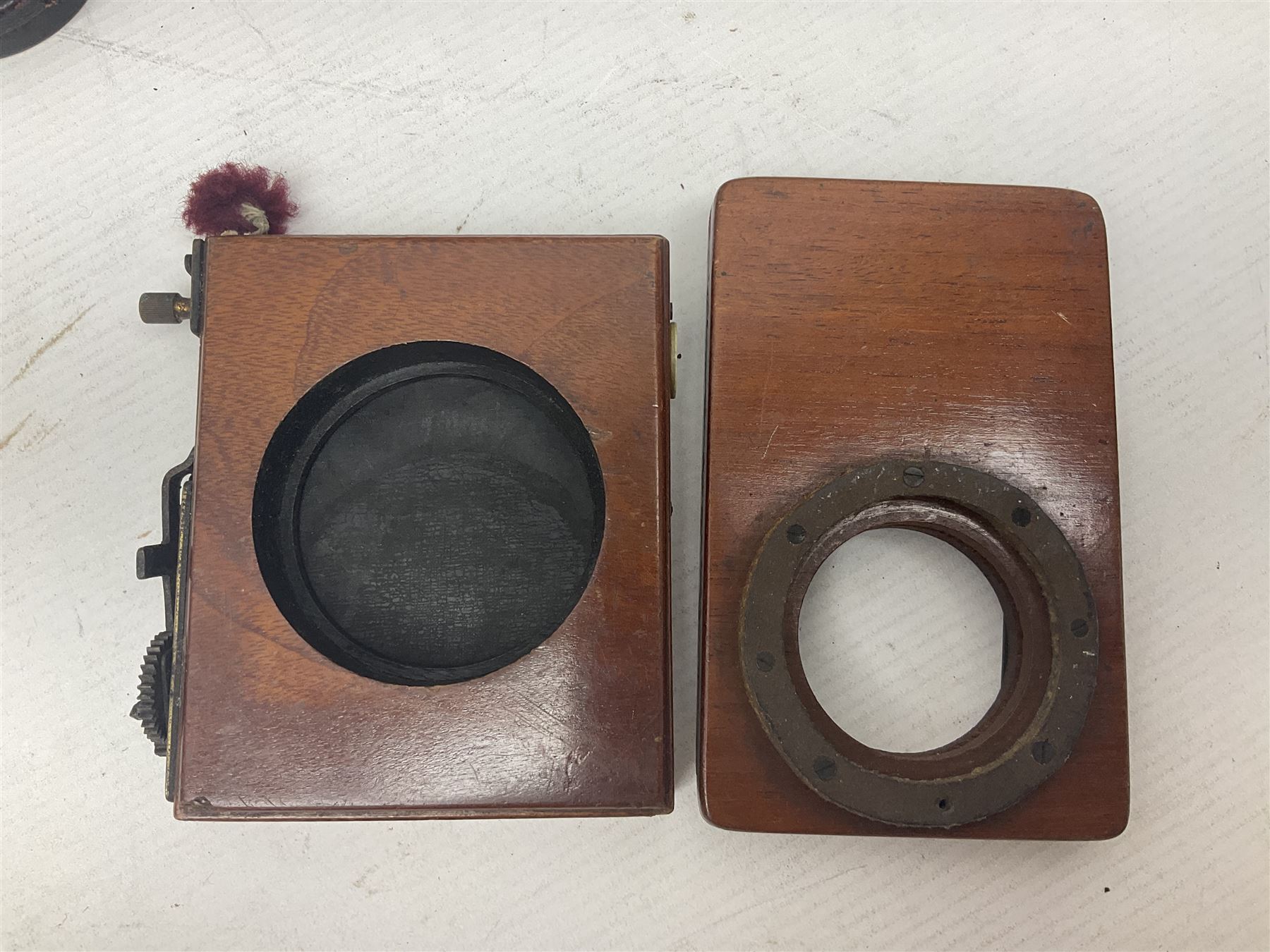 Selection of Brass Camera Lenses, to include Ross London lens 8 1/2 x 6 1/2, Beck Symmetrical lens, etc together with lens holders 