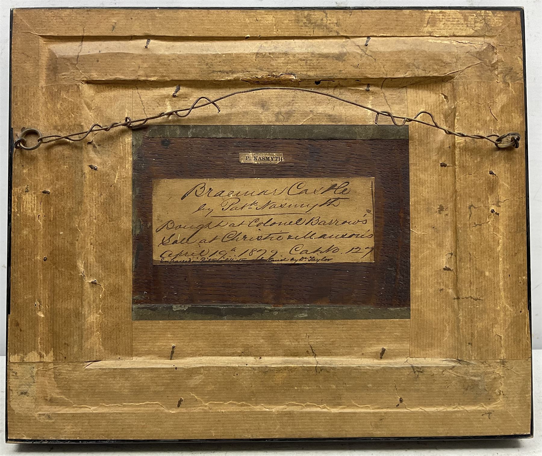 Patrick Nasmyth (Scottish 1787-1831): 'Braemar Castle', oil on canvas laid on to panel signed with initials, titled and inscribed verso 14cm x 19cm