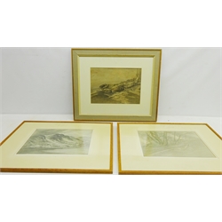  Beached Boats and Landscapes, three 20th century watercolour signed by Harold H Holden 24.5cm x 34.5cm (3)  