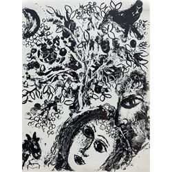 Marc Chagall (Belarusian/French 1887-1985): 'Couple Beside a Tree', lithograph unsigned, inscribed verso 32cm x 24cm 