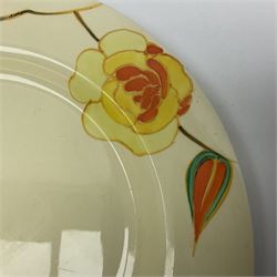 Clarice Cliff for Newport Pottery plate in Yellow Rose pattern, with printed mark beneath, D23cm