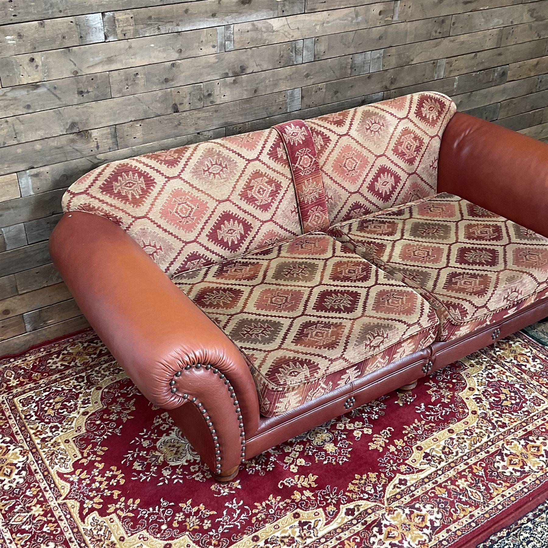 Tetrad Eastwood leather and kilim fabric sofa