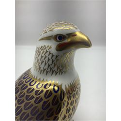 Royal Crown Derby paperweight, Bald Eagle, with a silver stopper, printed mark beneath, H18cm 
