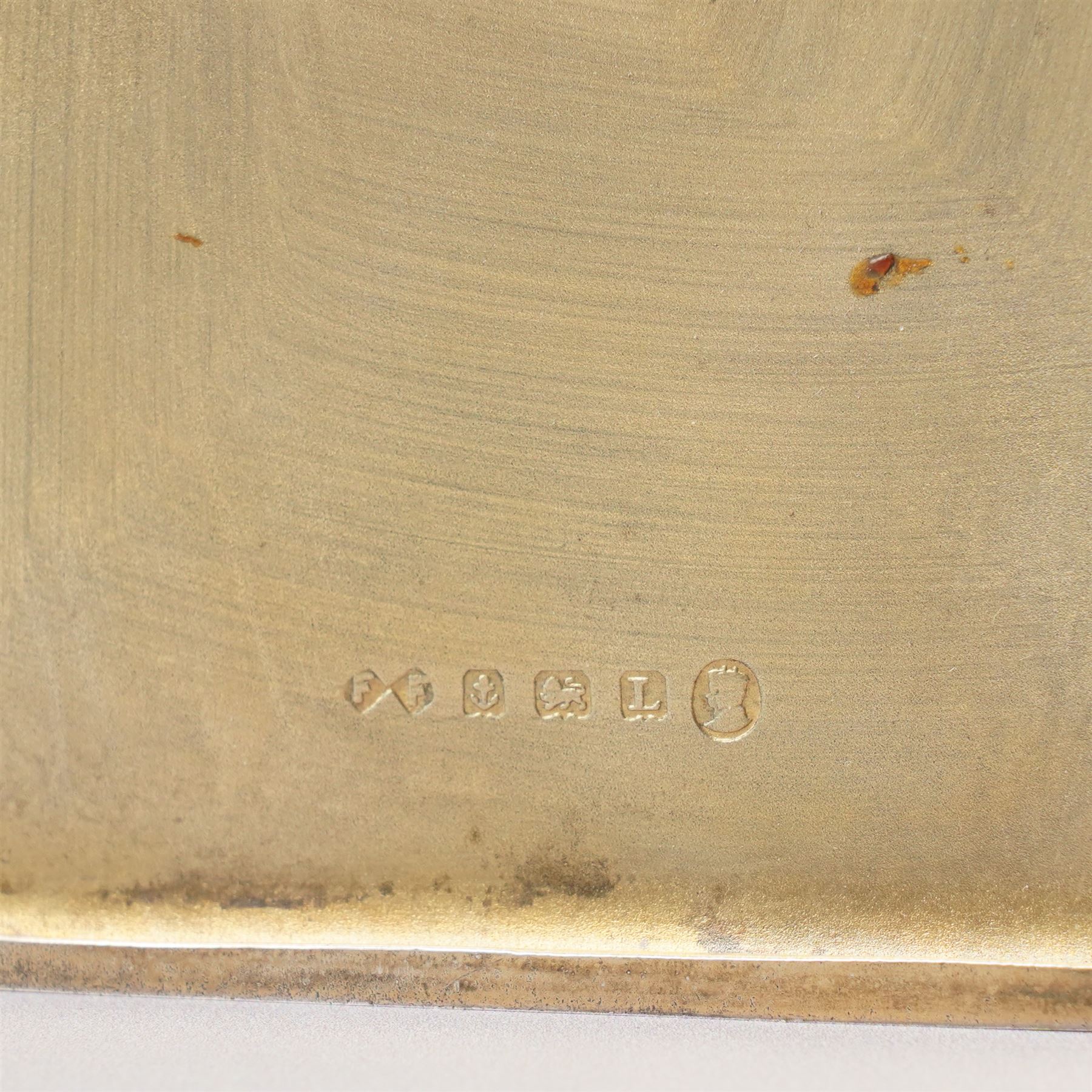 Engine turned silver cigarette case engraved with initials Birmingham 1935 Maker Frederick Field