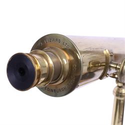 Brass telescope inscribed J.Lizars Glasgow & Edinburgh, with a library tripod and a larger wooden tripod, two spare eyepieces and original box