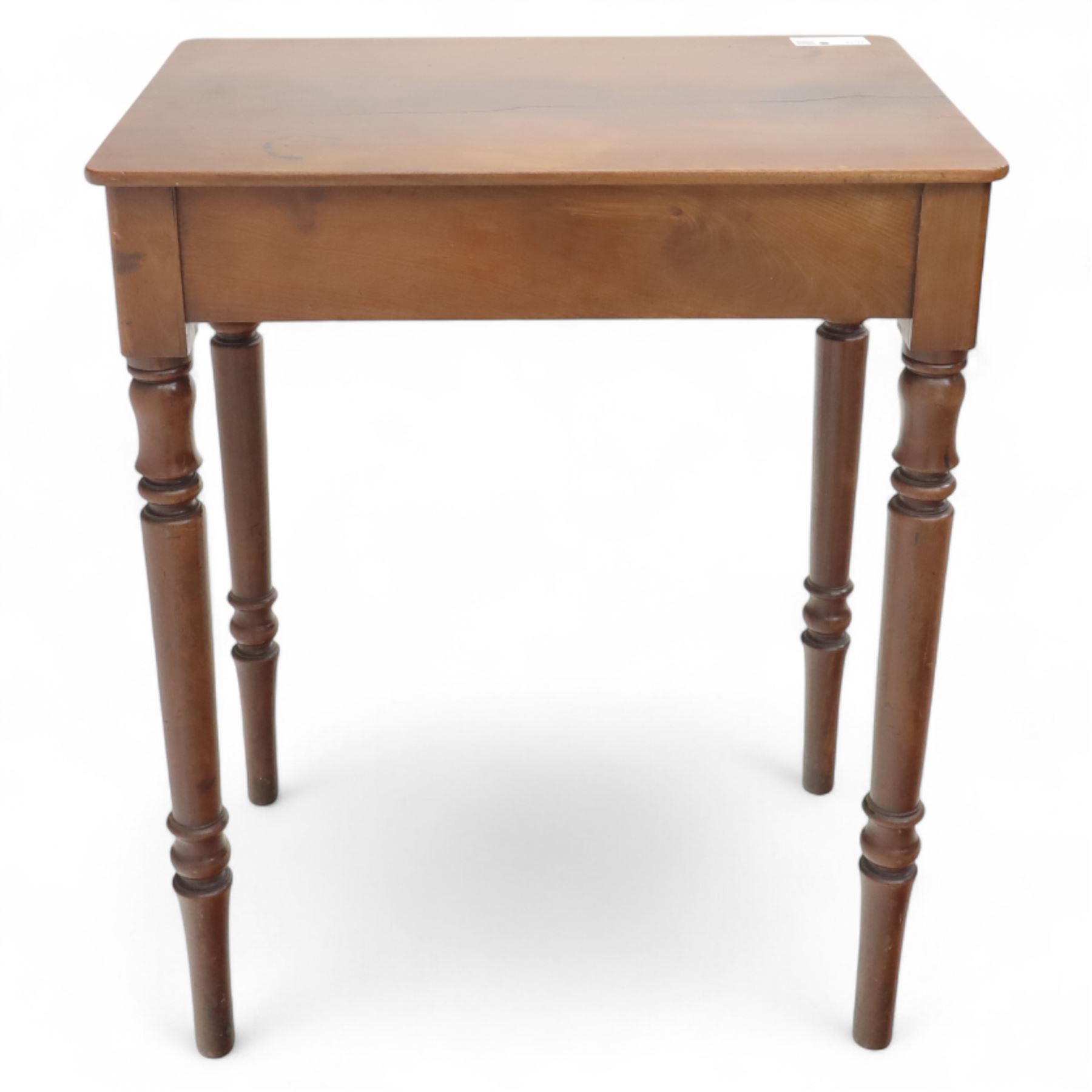 Victorian mahogany side table, rectangular top on turned tapering legs 