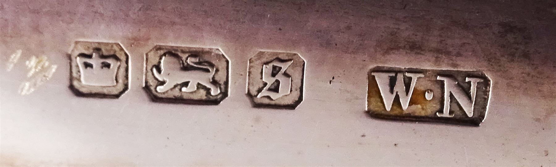 Group of novelty silver items, comprising man in the moon vesta case, perfume pendant and a whistle, unmarked but test silver, together with a mother of pearl handled silver fruit knife, silver cigarette case, both hallmarked and a small quantity of silver threepences