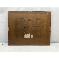 Gladys Hamilton Cooper (British 1899-1975): 'Red Gate', oil on board, signed titled and dated 1961 verso 61cm x 76cm (unframed)