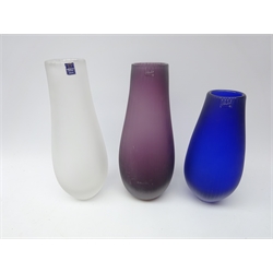  Three Dartington Studio Range glass vases designed by Catherine Hough, H29cm max (3)  