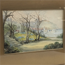 Mary E Jackson (neé Catton) (Student of Frederick William Booty (1840-1924)): Scarborough from Holbeck Gardens and Hayburn Wyke, two watercolours signed, one dated 1929, max 20cm x 29cm (2)