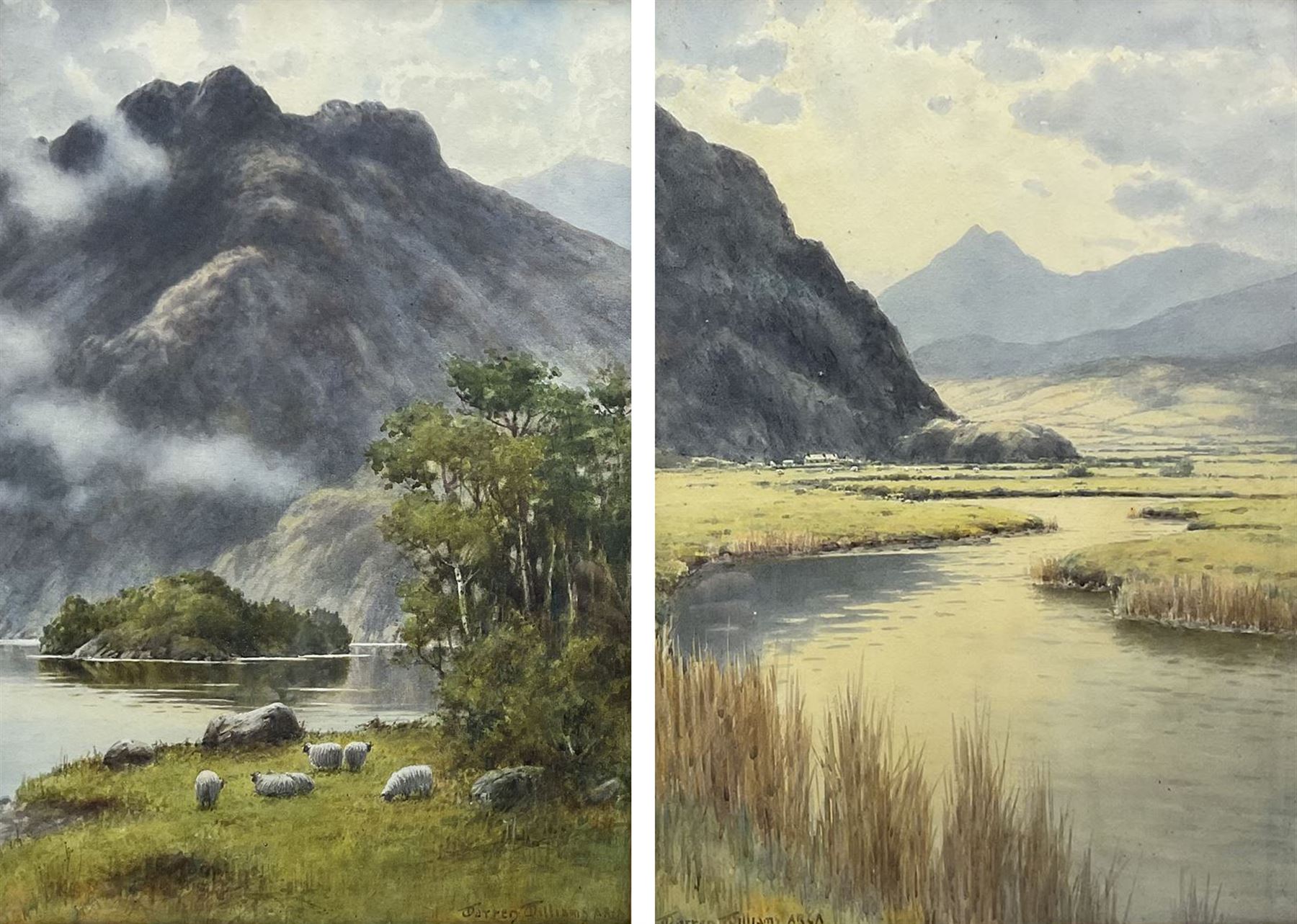 Warren Williams ARCA (British 1863-1941): Welsh River Landscapes, two watercolours signed 51cm x 35cm & 47cm x 34cm (2)