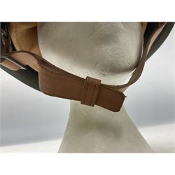 Two 1960s East Block Soviet style helmets - Czechoslovakian and Russian; both with liners (2)