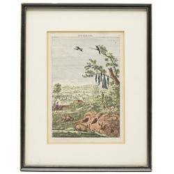 George Bickham Snr (British 1684-1758): Perspective Map of County 'Durham', rare 18th century birds-eye engraving with hand-colouring 24cm x 16cm