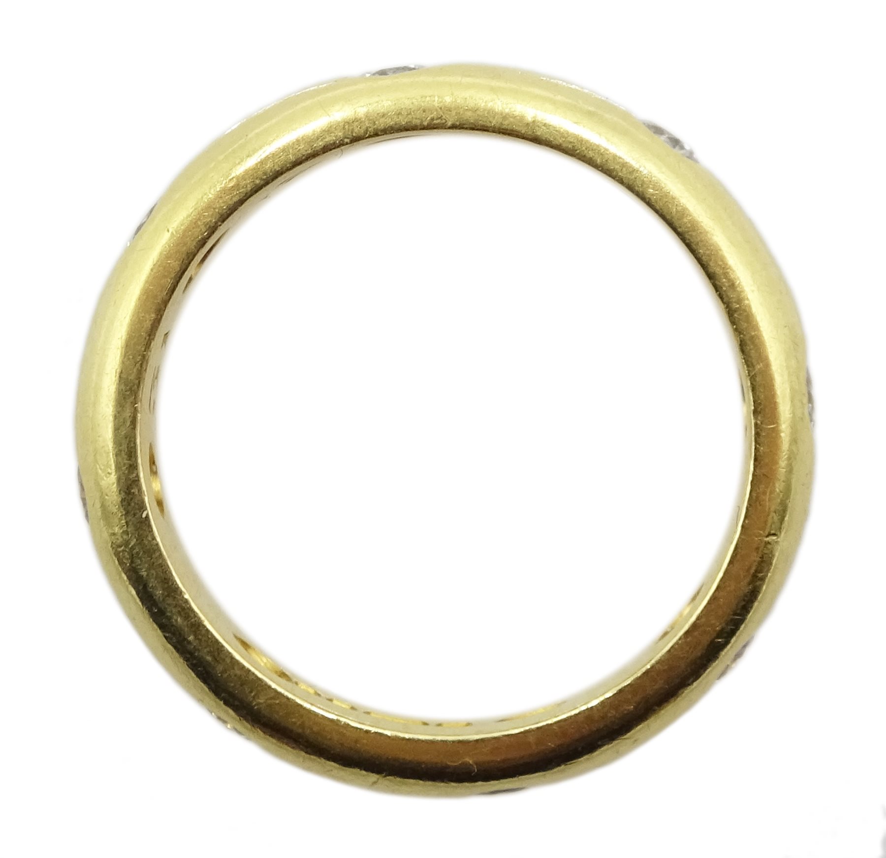 18ct gold diamond full eternity ring rubover set, London 1993