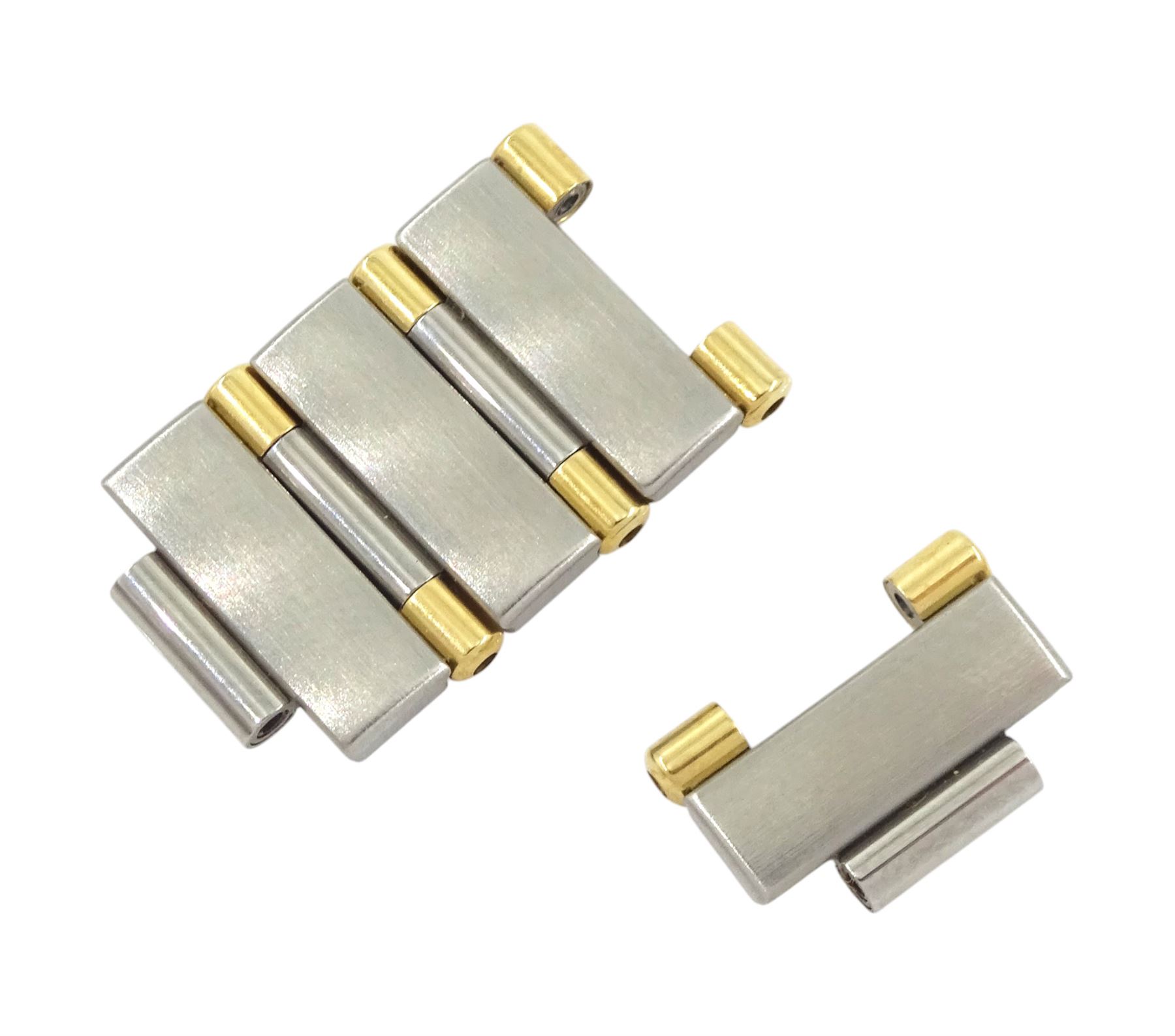 Omega Constellation ladies bi-colour quartz wristwatch, silvered dial with baton hour markers and Roman numeral bezel, on original Omega bracelet, with fold-over clasp