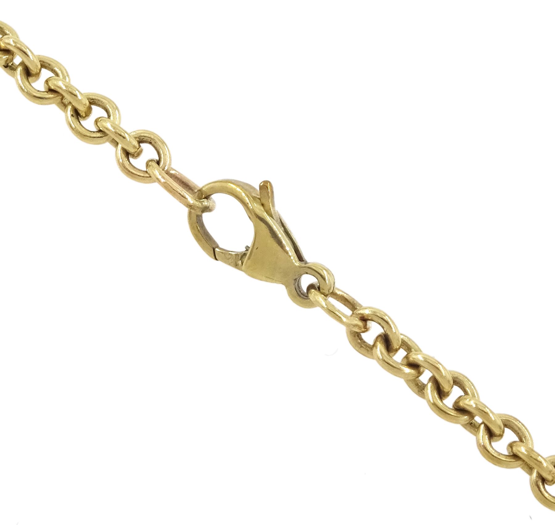 George V 1913 gold full sovereign, soldered pendant mount, on 9ct gold cable link chain necklace, hallmarked