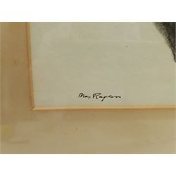 Max Rayton (Australian 20th century): Tough as Old Boots, charcoal signed, dated '46 on exhibition label verso 34cm x 46cm 
Provenance: exh. Royal South Australian Society of Arts, September 1946, label verso