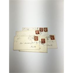 Various Queen Victoria penny red stamps on covers or pieces including imperf and perf examples, mourning covers etc (46)