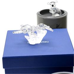 Large collection of Swarovski animal figures, comprising Koala, Polar Bear, Jaguar, mother and baby Seals, two Hedghogs, two Chicks, Fox, Elephant, Dolphin, Turtles, Whale, Rhino and others, all boxed (21)